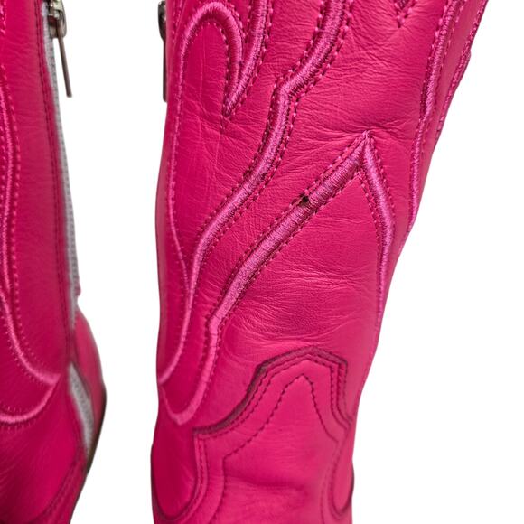 Corral Western Boots Pink Fuchsia Snip Cowboy Cowgirl Tall Leather Embroidery 8 - Picture 7 of 16